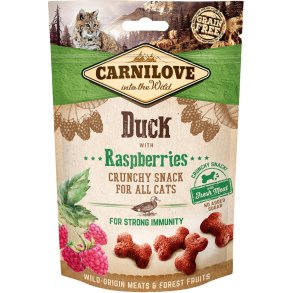 KNASENDE SNACK MED AND OG HINDBR TIL KAT FRA CARNILOVE - 50 GRAM