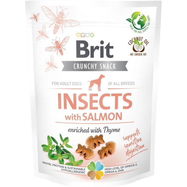 BRIT - KNASENDE SNACK MED INSEKTER OG LAKS - 200gr.
