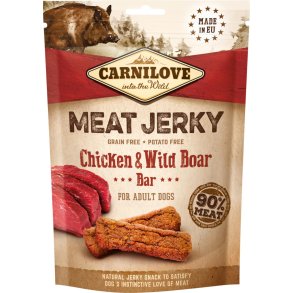 MEAT JERKY MED KYLLING OG VILDSVIN FRA CARNILOVE - 100 GRAM