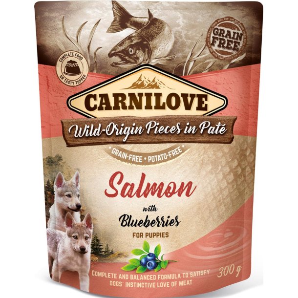 CARNILOVE POUCH PATE MED LAKS OG BLBR - 300gr.